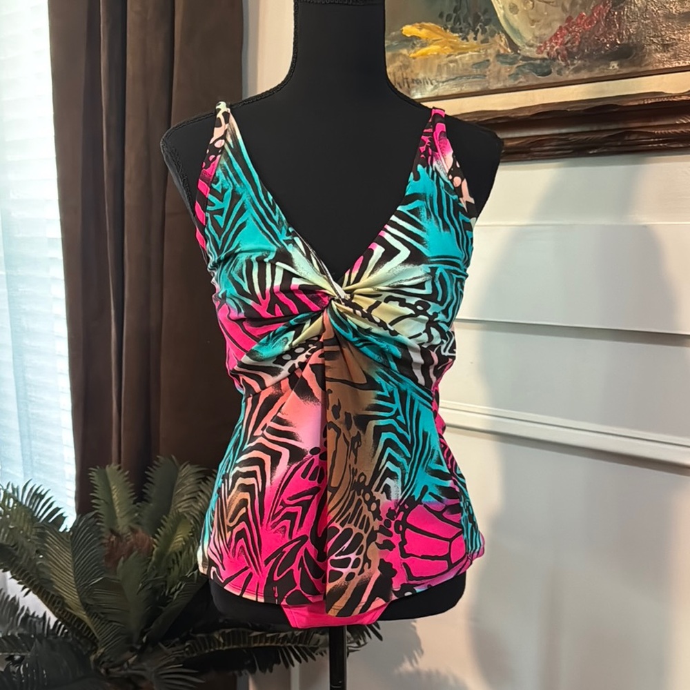 Colorful Tropical Print Tankini